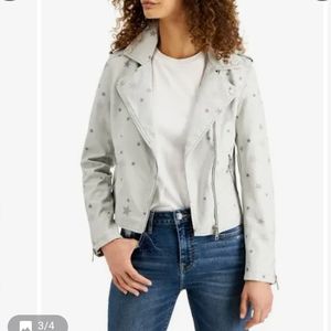 VIGOSS Star print faux leather jacket
